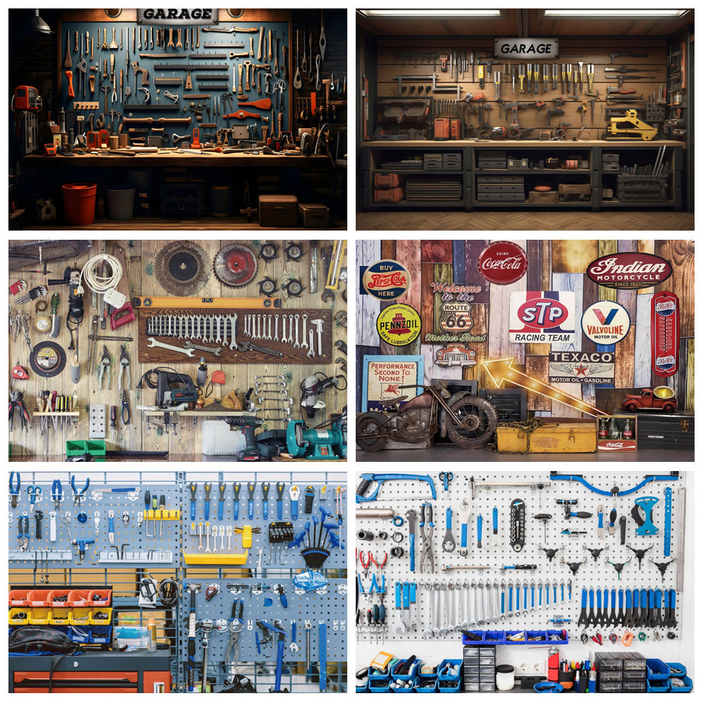 Workshop Tools Background - Sfondo per garage vintage Strumenti per