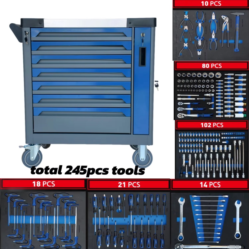 Workshop Tools Storage - Carrello Portautensili da Officina in Acciaio